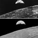 Arriba, la foto que la NASA hizo pública en 1967. Abajo, la foto original de las Lunar Orbiter